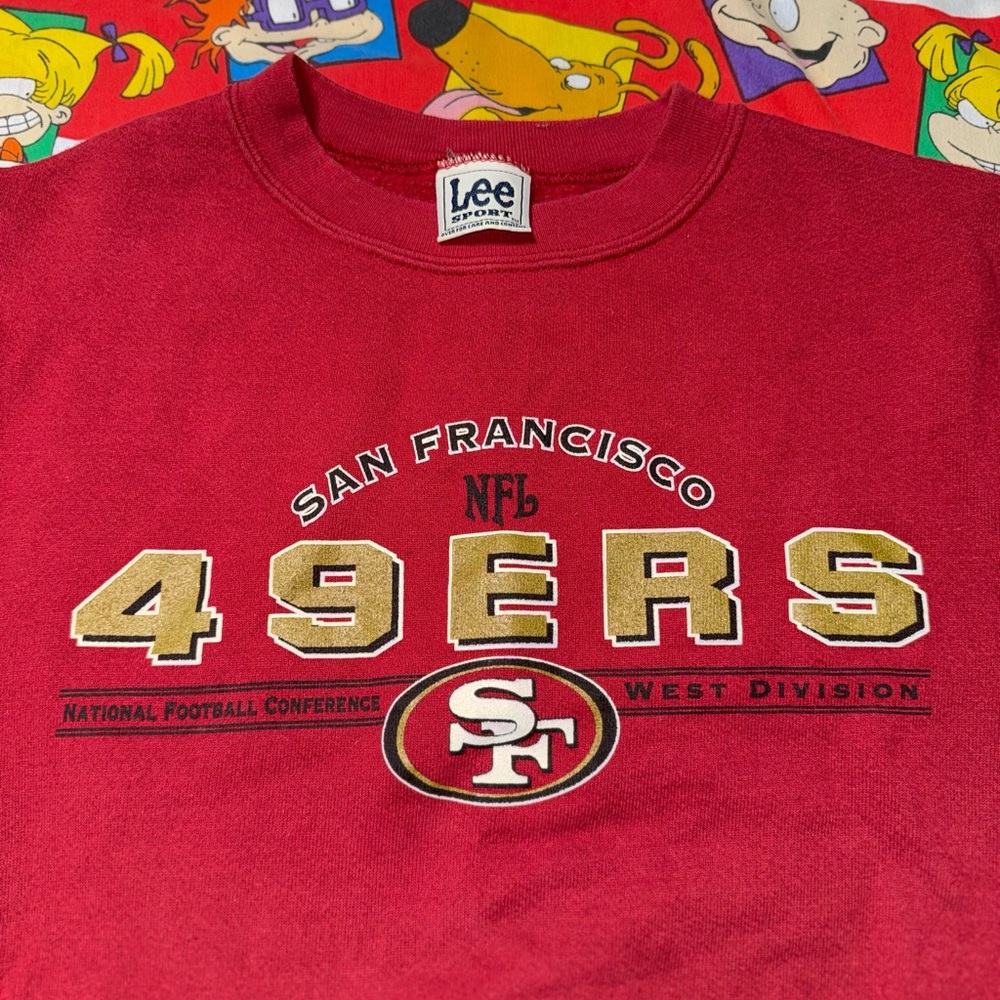 Vintage Lee Sport Men's SF San Francisco 49ers Crewneck Sweater Youth Medium Red
